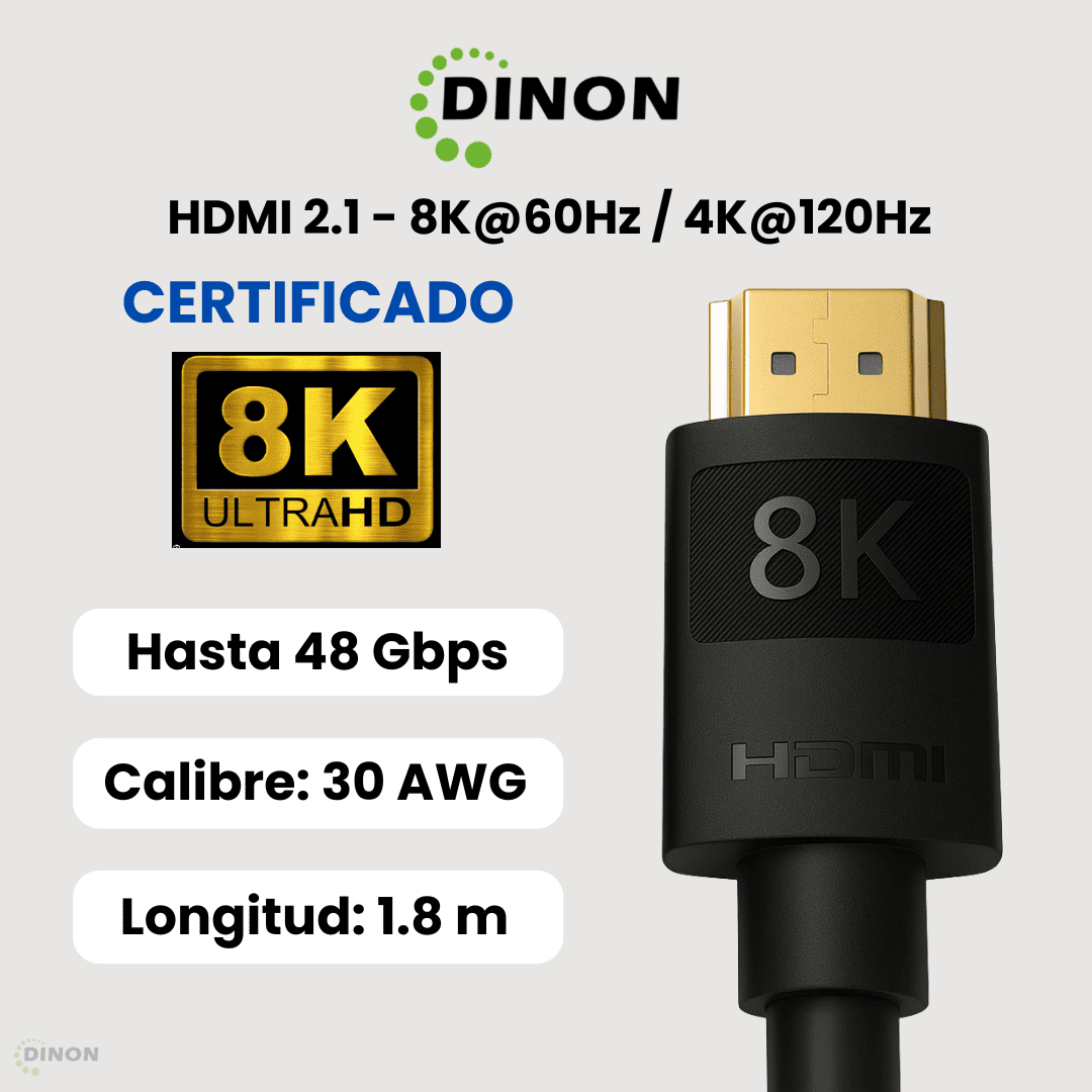 Características del Cable HDMI 2.1 8K 60Hz 48Gbps de 1.8 metros