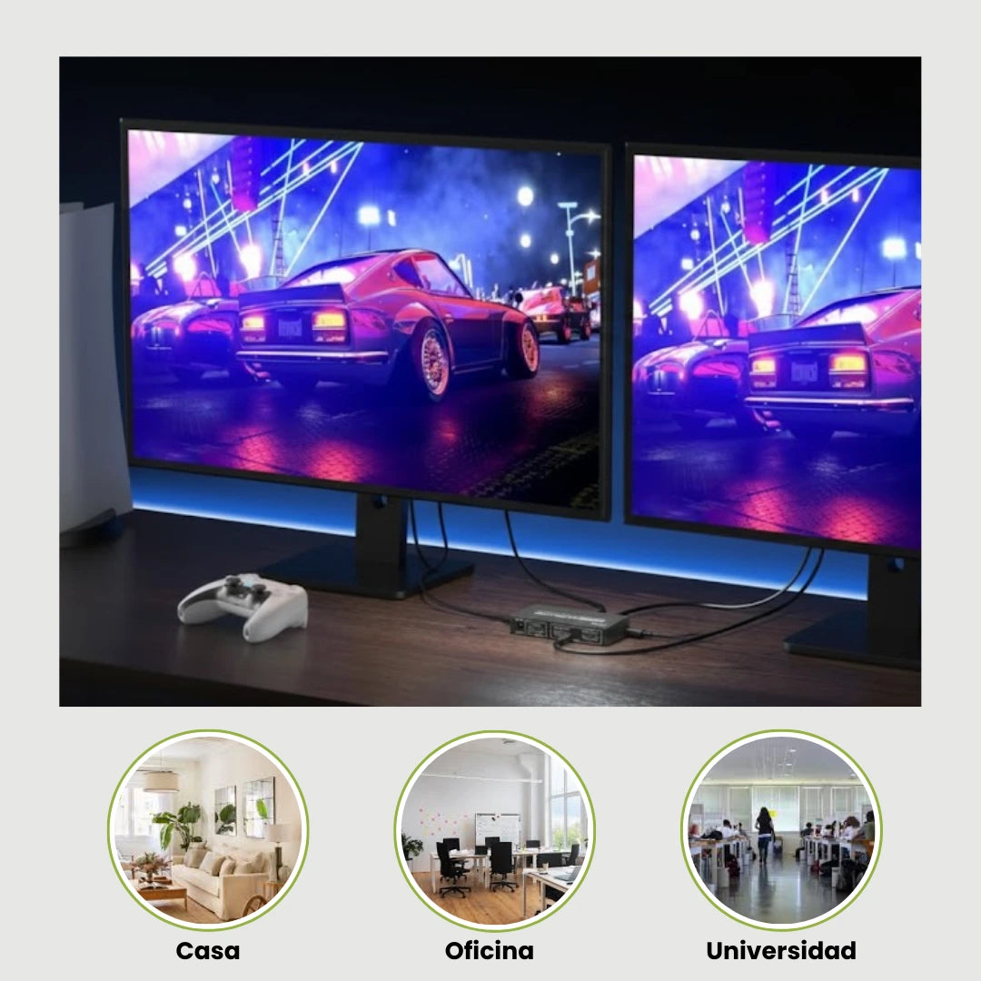Extensor de splitter 1x2 hdmi 4k60hz 2.0, excelente opción para casa, oficina o universidad