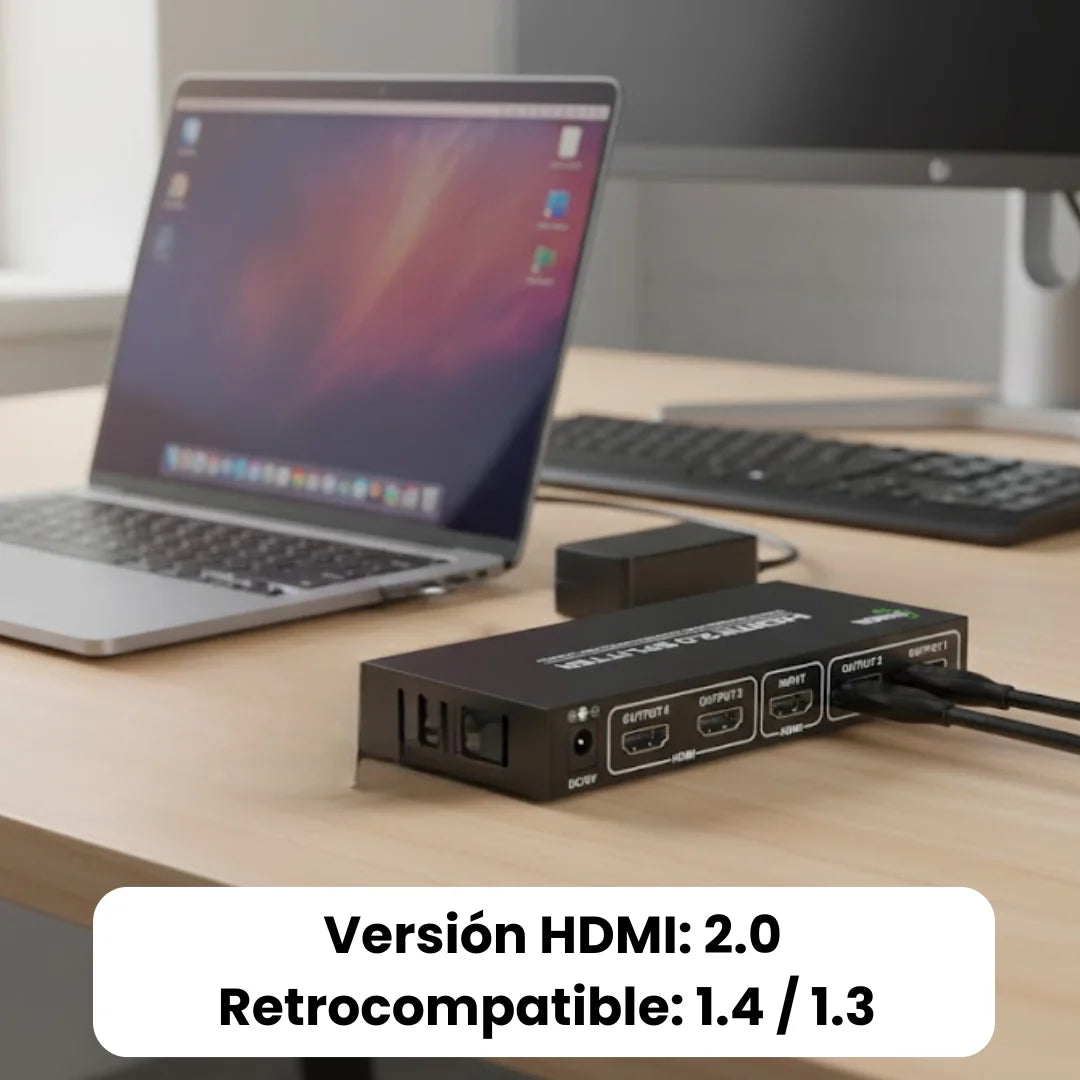 Extensor de splitter HDMI 2.0 retrocompatible con versiones anteriores 1.4/1.3. 