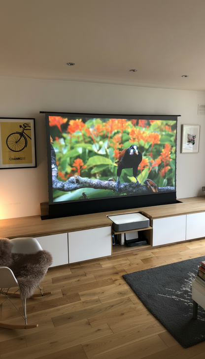 Pantalla De Proyección Eléctrica De Piso ALR 16:9 220Cmx124Cm (100") DINON