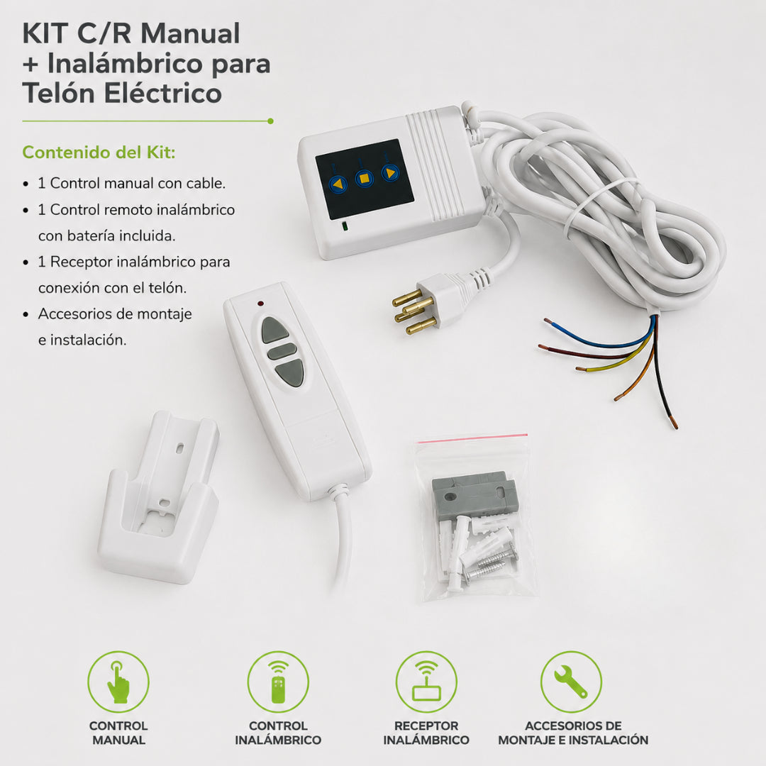 Kit de C/R Manual + Inalámbrico para Telón Eléctrico