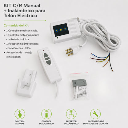 Kit de C/R Manual + Inalámbrico para Telón Eléctrico