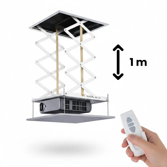 Lift eléctrico de 1 metro de extensión Dinon. Con control remoto y motor silenciosos. Ideal para aulas, oficina, etc.