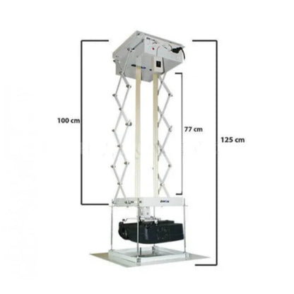 Medidas para el lift eléctrico dinon de hasta 1 metro de extensión. Excelente opción para aulas, colegios, eventos, etc.