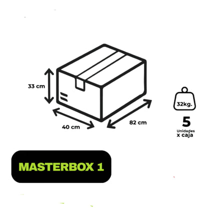 Masterbox 1 de soporte para proyector Dinon tipo jaula. Incluye 5 unidades por caja, con un peso total de 32kg