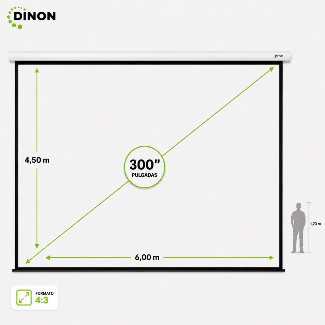Telón Eléctrico Dinon con Motor Silencioso 6x4,50m (300'')