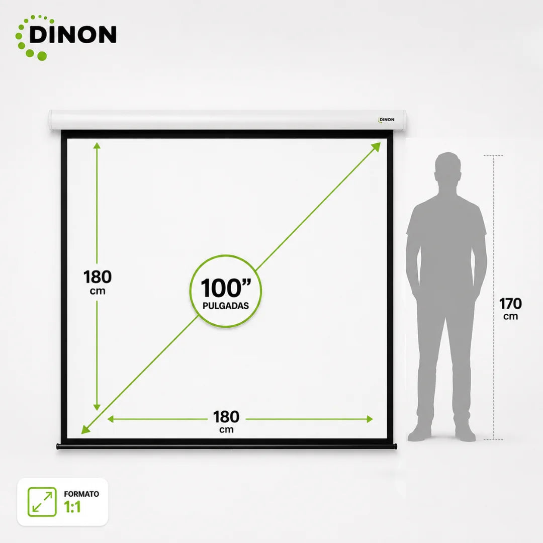 Telón Eléctrico Dinon con Motor Silencioso 1,80x1,80m (100'')