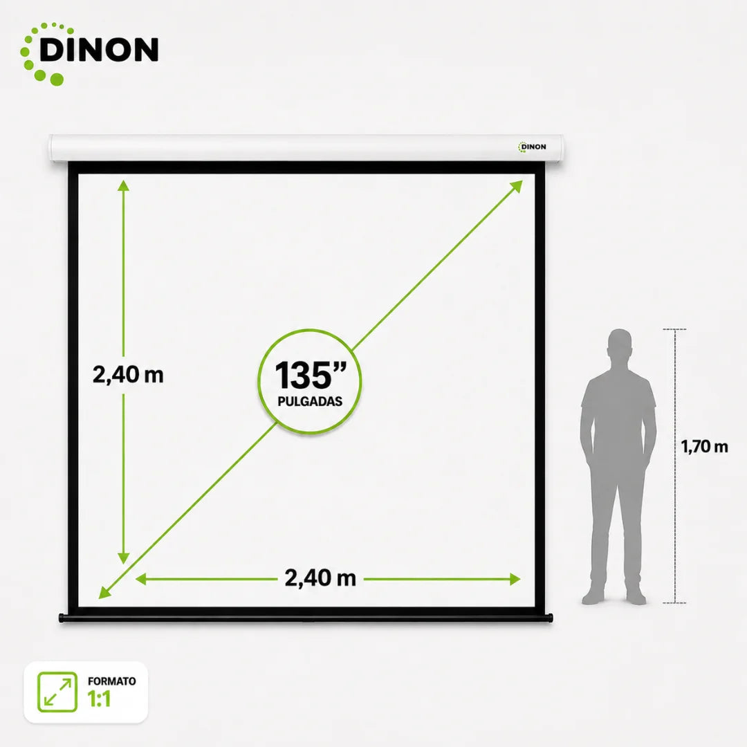 Telón Eléctrico Dinon con Motor Silencioso 2,40x2,40m (135'')
