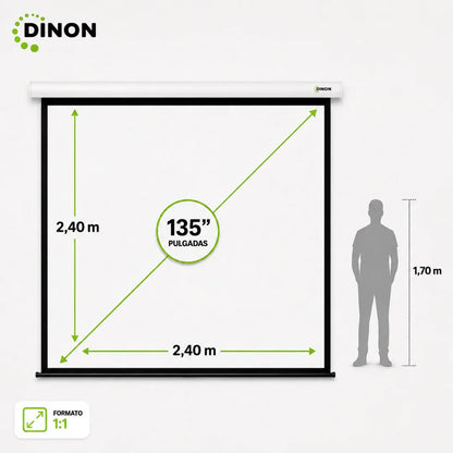 Telón Eléctrico Dinon con Motor Silencioso 2,40x2,40m (135'')
