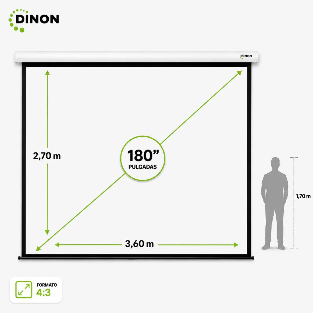 Telón Eléctrico Dinon con Motor Silencioso 3,60x2,70m (180'')