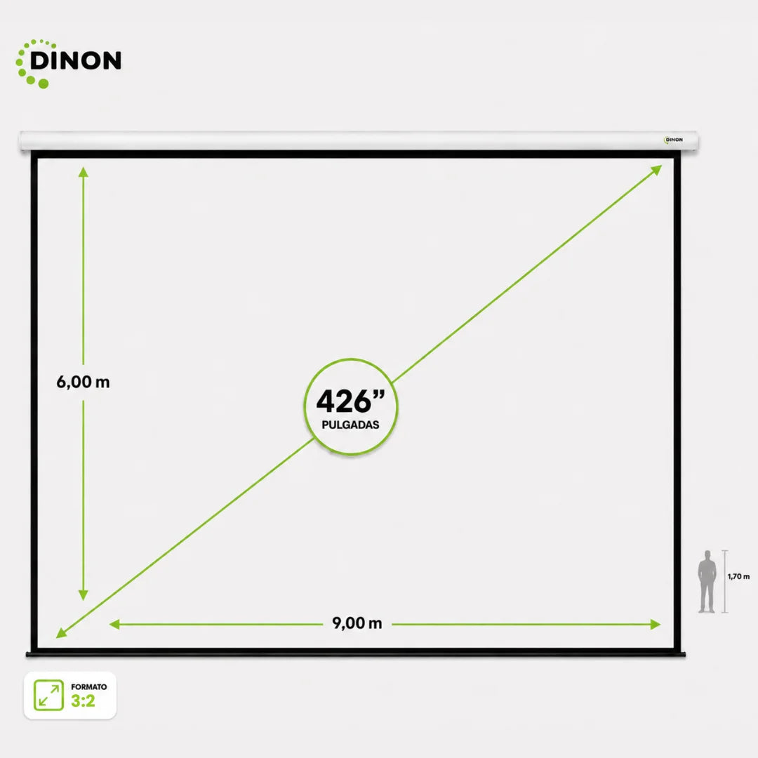 Telón Eléctrico Tensionado Dinon XL con Motor Silencioso 9x6m (426'')