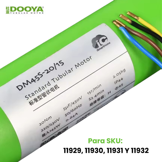 Motor Tubular Standar Marca Dooya DM45S-20/15 *145W* (Para Sku 11929, 11930, 11931 Y 11938)