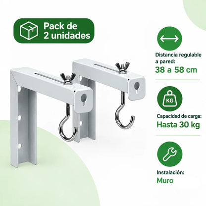 Pack De 2 Unidades De Separador De Telón, 30Kg, 38-58mm Distancia A Pared