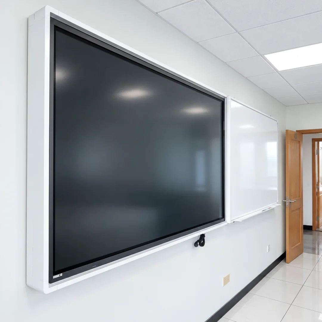 Pizarra Protectora De Pantalla Interactiva 65"-75"-86" Blanca Polyvision 420X130cm, Con Pizarra Deslizante, Dinon
