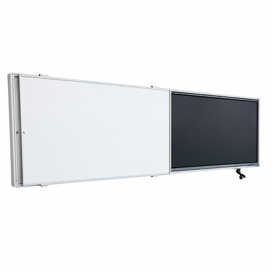 Pizarra Protectora De Pantalla Interactiva 65"-75"-86" Blanca Polyvision 420X130cm, Con Pizarra Deslizante, Dinon