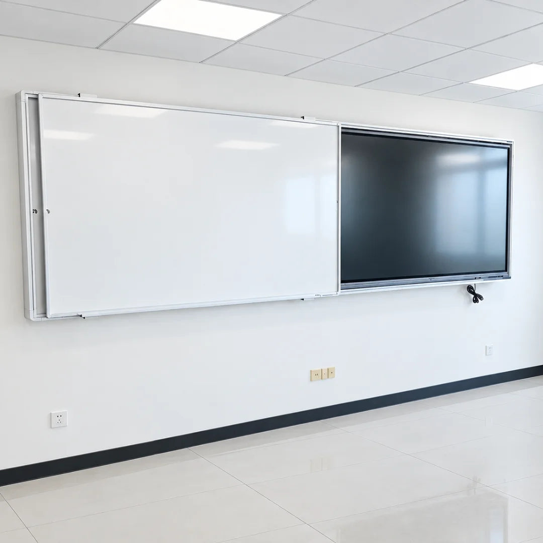 Pizarra Protectora De Pantalla Interactiva 65"-75"-86" Blanca Polyvision 420X130cm, Con Pizarra Deslizante, Dinon