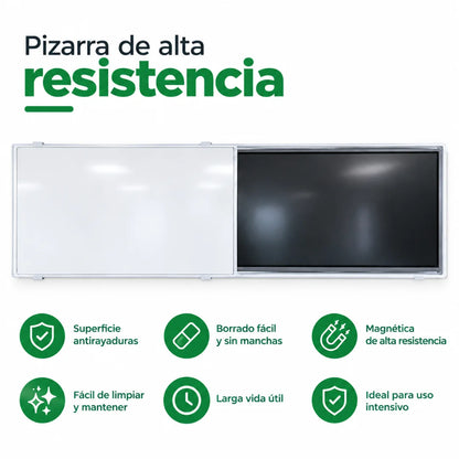 Pizarra Protectora De Pantalla Interactiva 65"-75"-86" Blanca Polyvision 420X130cm, Con Pizarra Deslizante, Dinon