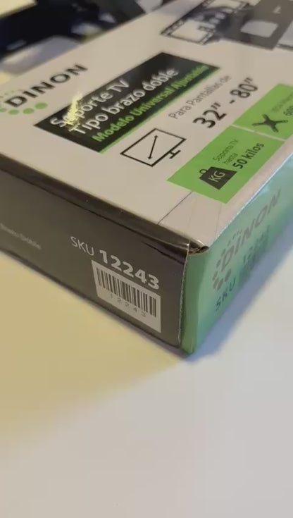 Soporte TV Dinon Premium, Brazo Doble 32-80", 5-46cm, VMAX 600x400, TILT, 50 KG - Sku: 12243