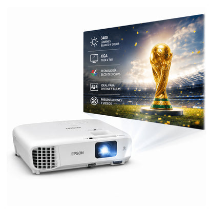 PROYECTOR EPSON POWERLITE E20 / XGA / 3LCD/ 3.400 LUMENES / BLANCO