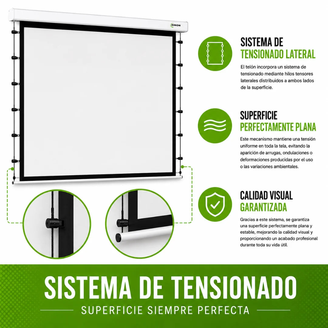 Telón Eléctrico Tensionado Dinon XL con Motor Silencioso 9x6m (426'')
