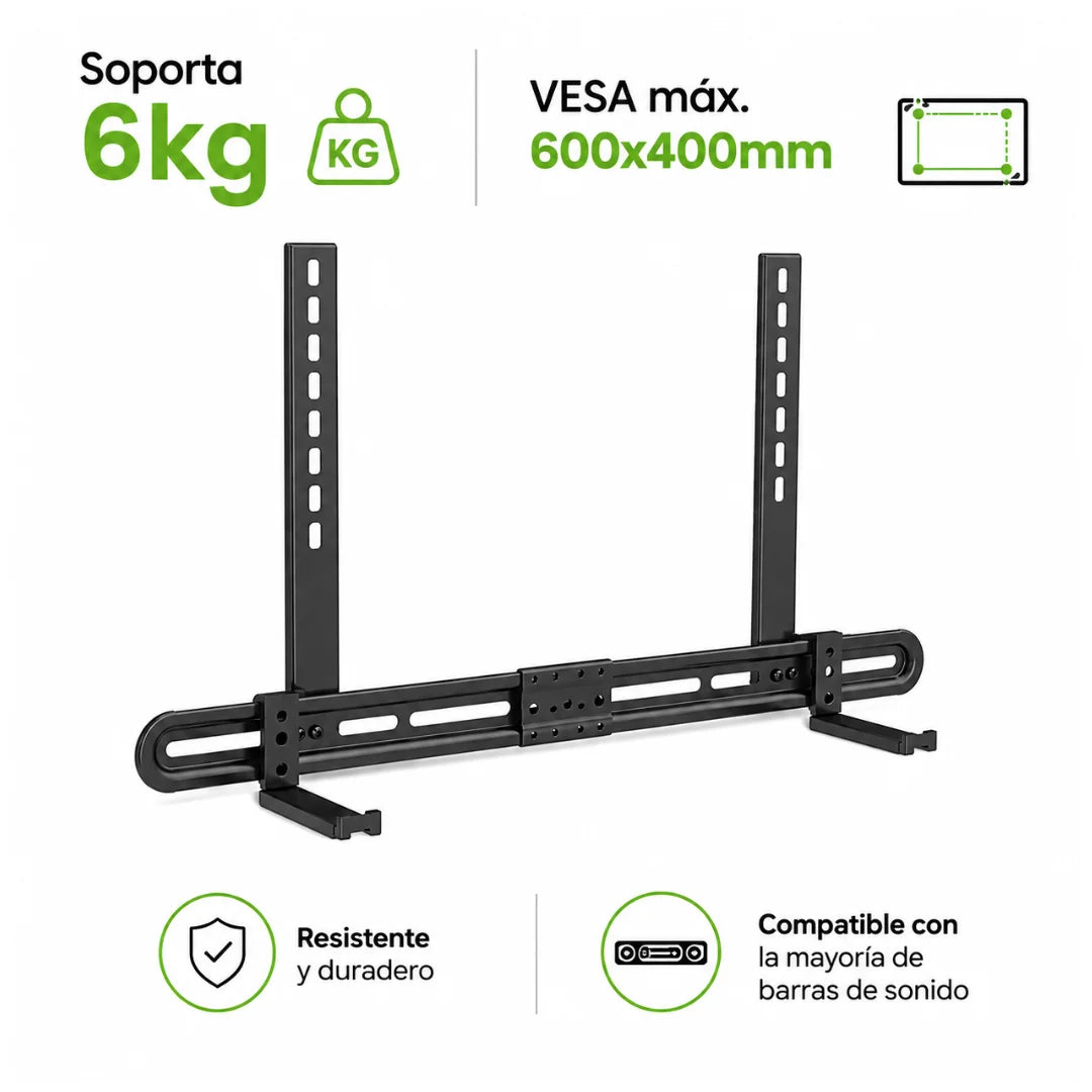 Soporta hasta 6kg y VESA 600x400mm