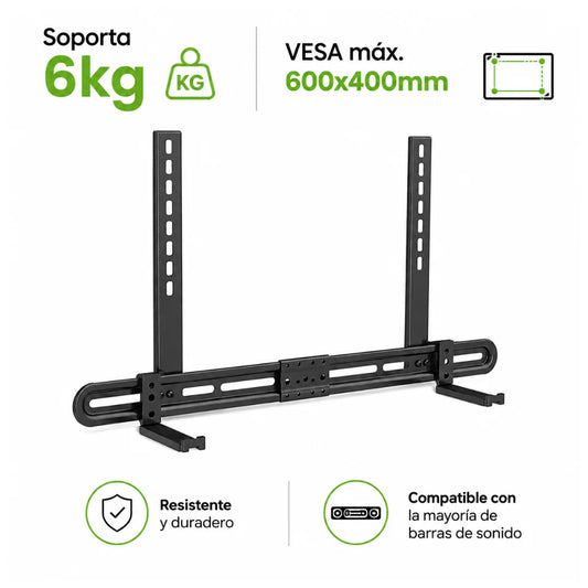 Soporta hasta 6kg y VESA 600x400mm