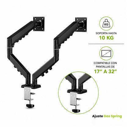 Soporte de monitor Dinon, 10kg, Doble, Gas Spring