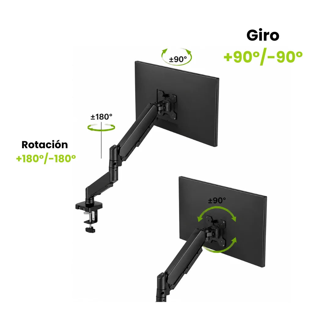 Soporte de monitor Brazo Dinon. Con rotacion +-90º y rotación +-180º