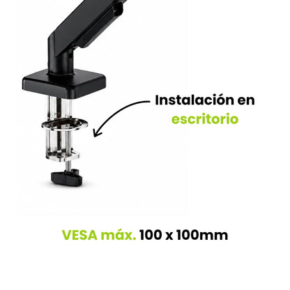 Soporte de monitor brazo Dinon, instalación en escrtorio y vesa 100mm