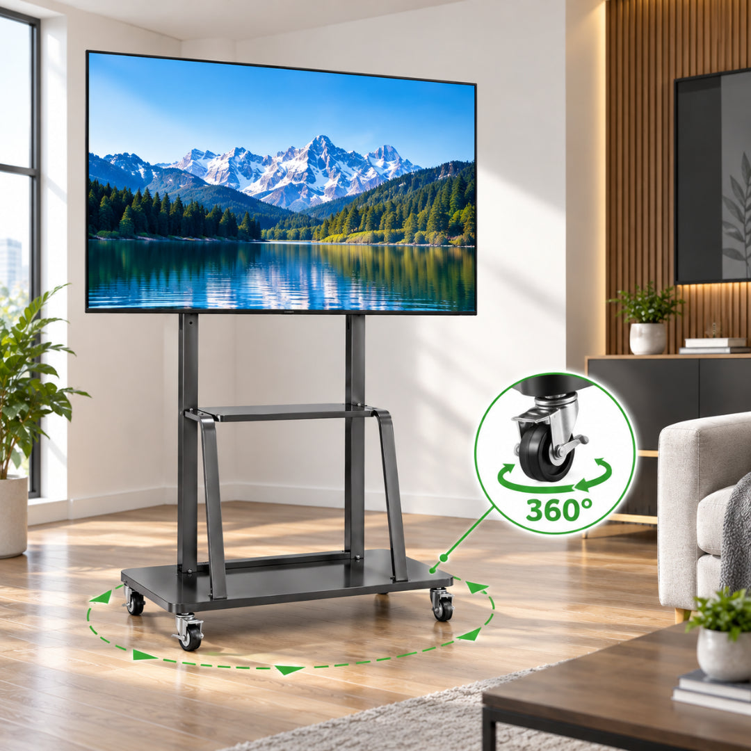 Soporte Pedestal con Ruedas para TV 55-110", 120Kg, Dinon