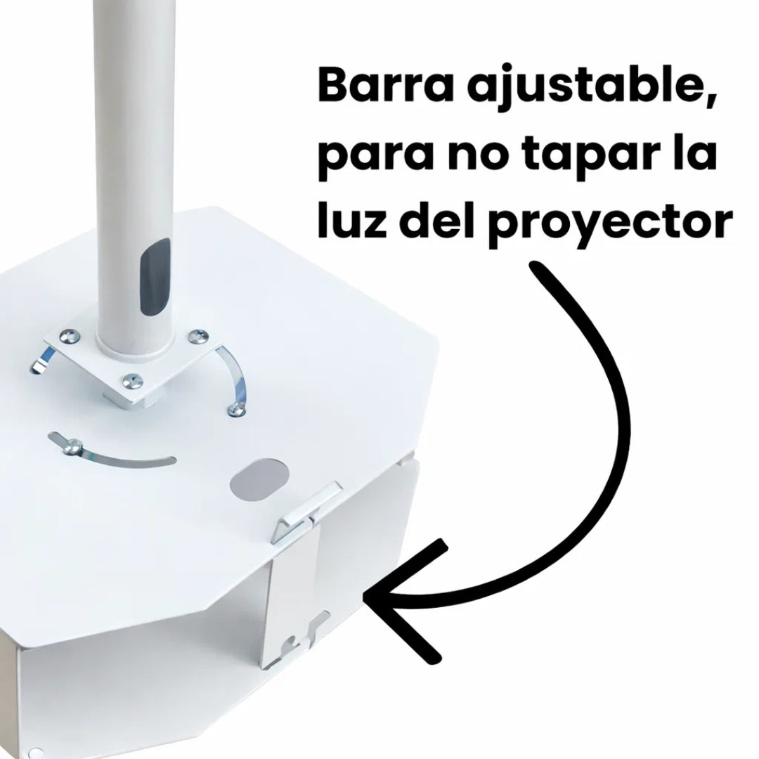 Soporte para proyector, con barra ajustable, evitando tapar la luz del proyector. Ideal para colegios, aulas, etc.