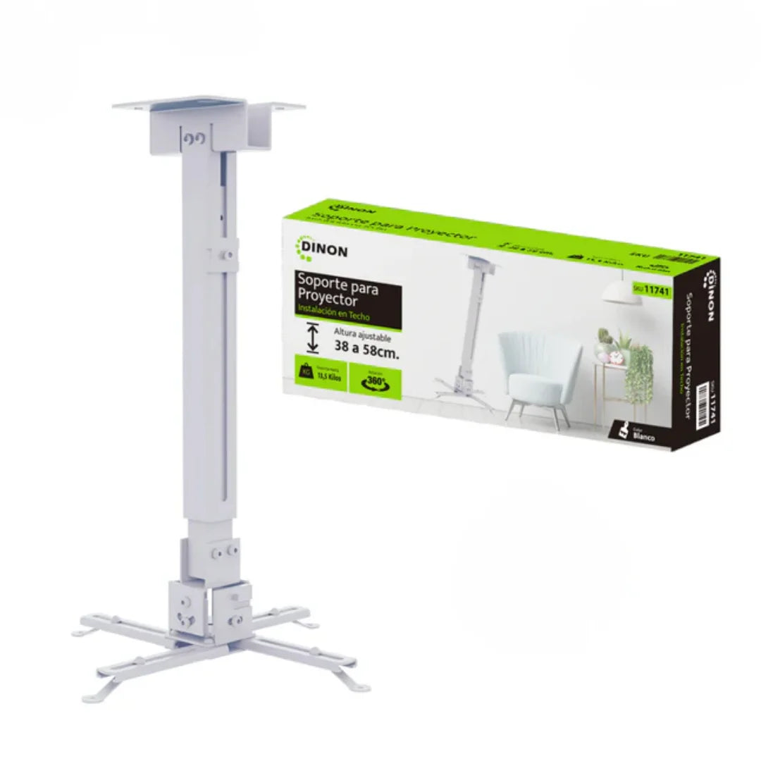 Soporte a techo para proyector Dinon. Extensible. Ideal para colegios, universidades, oficinas, etc