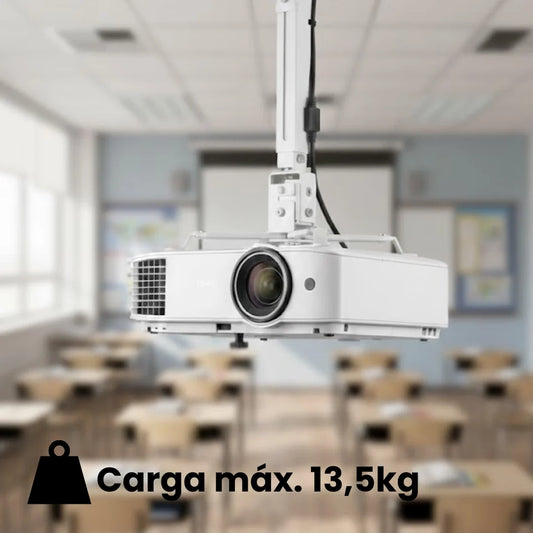 Soporte para proyector a techo extensible color blanco Dinon. Con una carga máxima de 13,5kg