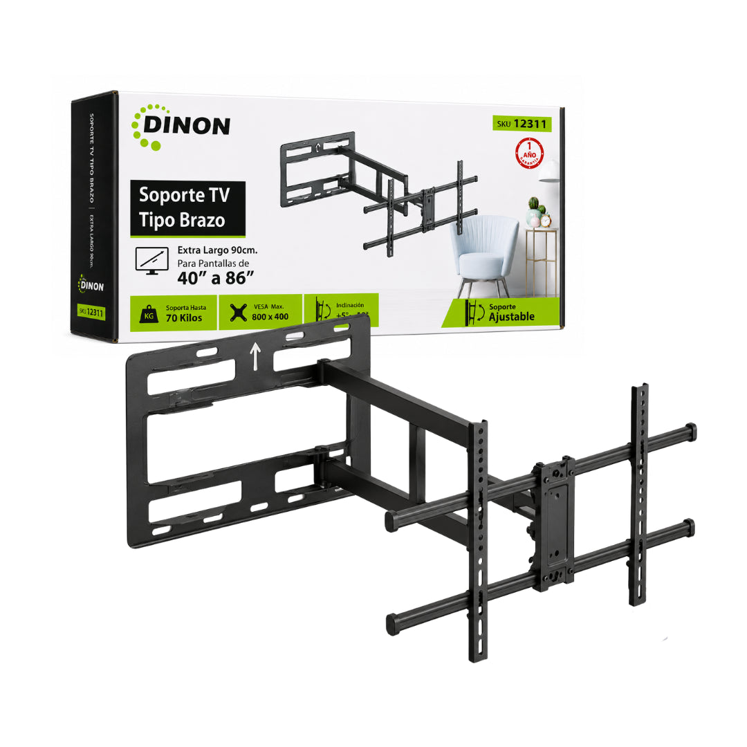 Hasta 86 pulgadas. Con brazo extensible