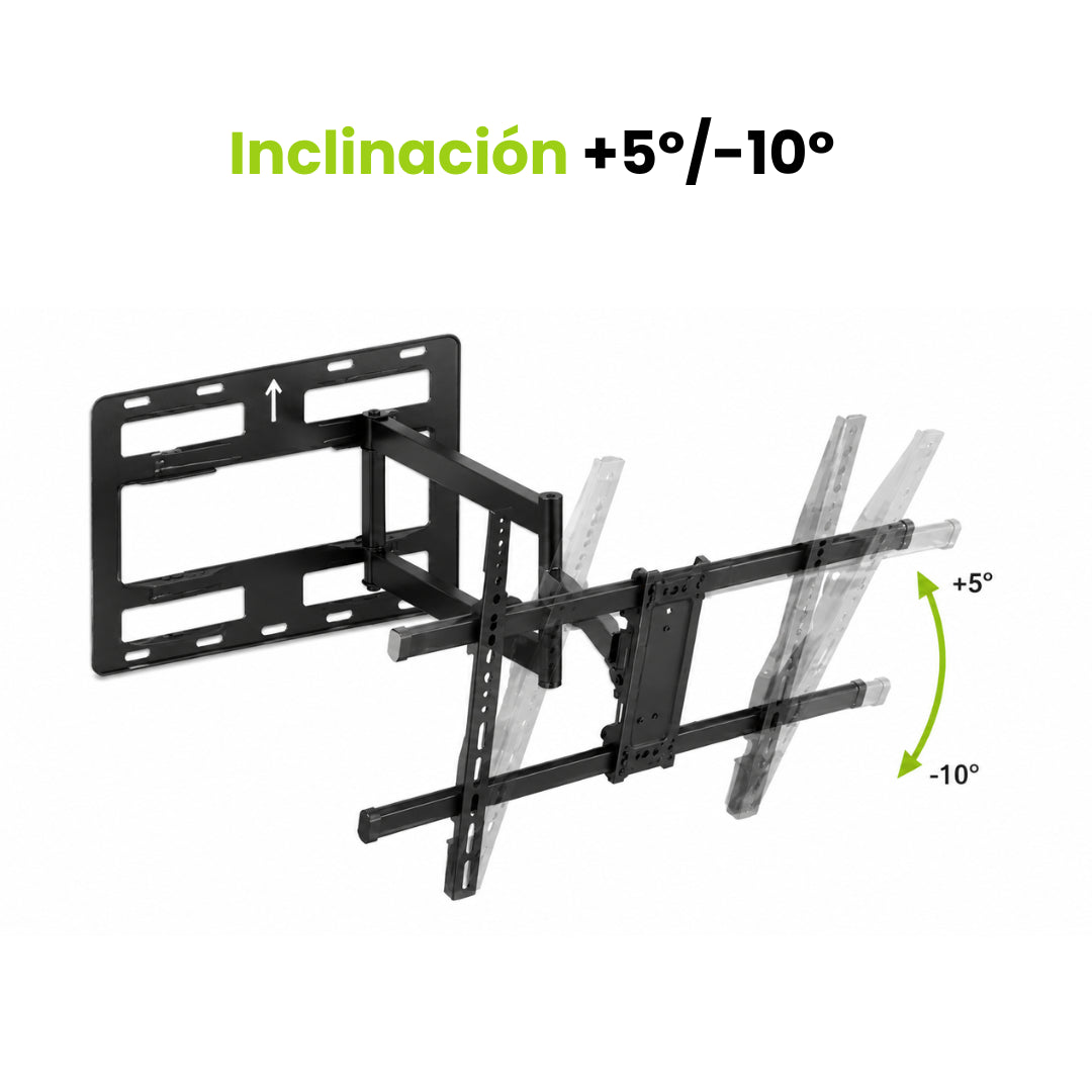 Con una inclinación de +5º y -10º