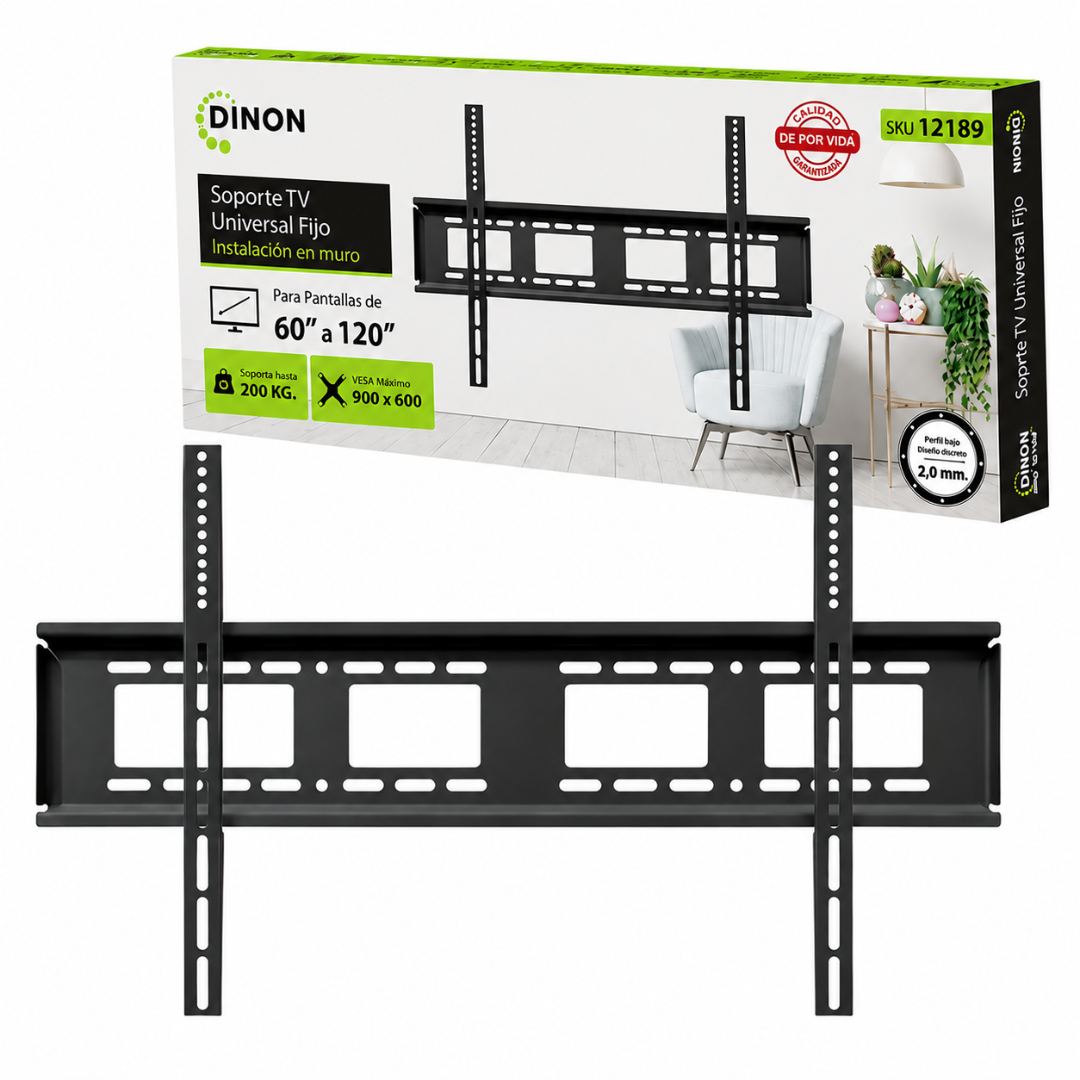 Soporte Para Tv Fijo° 60-120" 2.0Mm, Vmax 900X600, 200Kg, Dinon