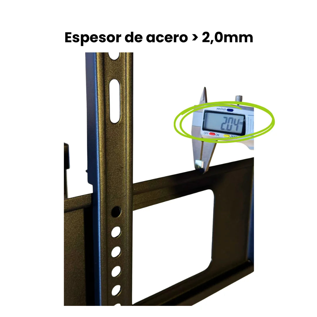 Soporte de TV tipo brazo doble Dinon. Con un espesor de acero menos a 2,0mm
