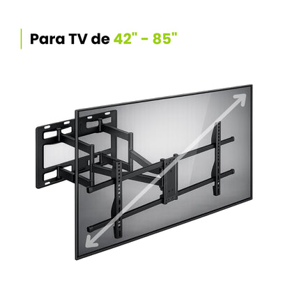 Soporte de TV con brazo doble extensible extra largo Dinon- De 42 a 85 pulgadas