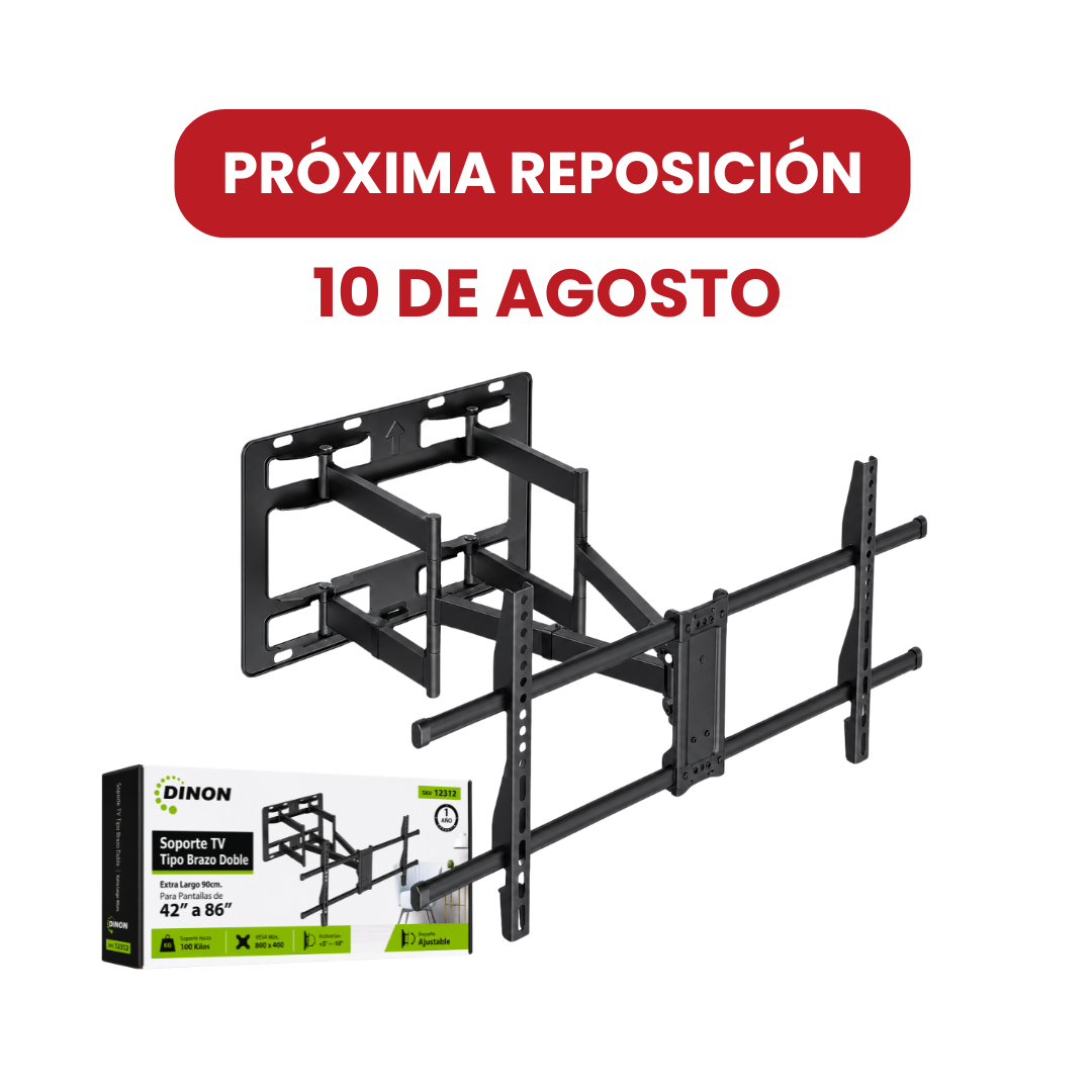 soporte de tv marca dinon extensible extra largo para tv de hasta 100kg y 86"
