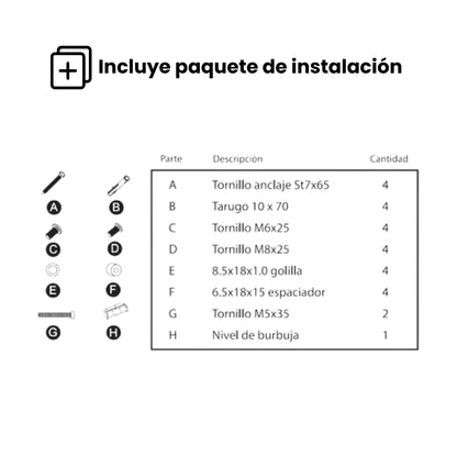 Soporte de TV fijo con paquete de instalación incluído. Dinon.