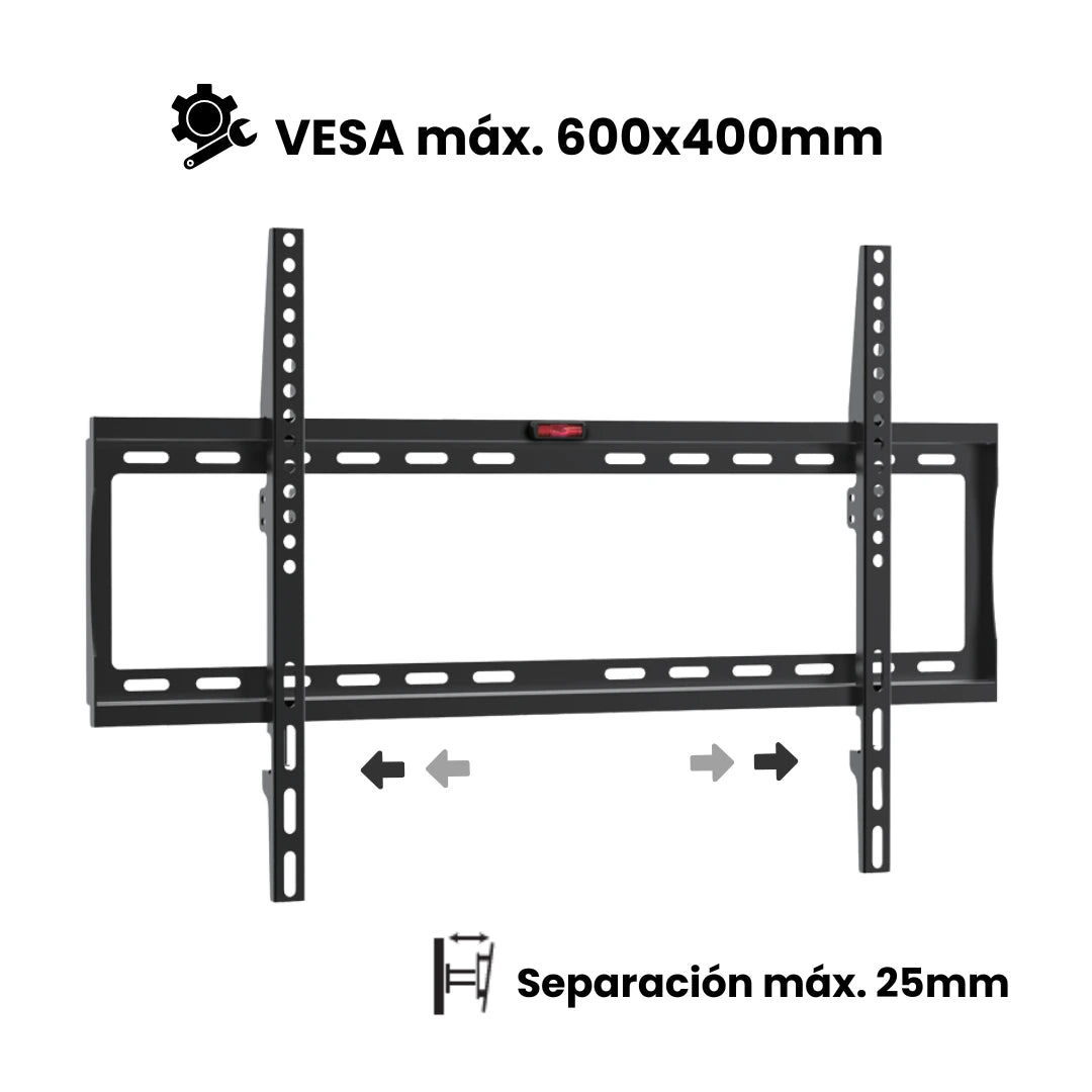 Soporte de TV Fijo Red Ocean. Con un VESA máx. de 600x400mm. Y separación máx. 25mm