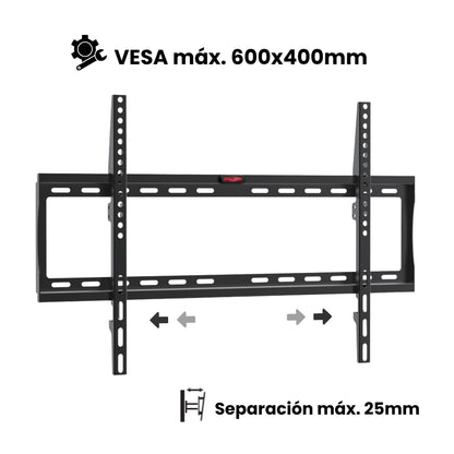 Soporte de TV Fijo Red Ocean. Con un VESA máx. de 600x400mm. Y separación máx. 25mm
