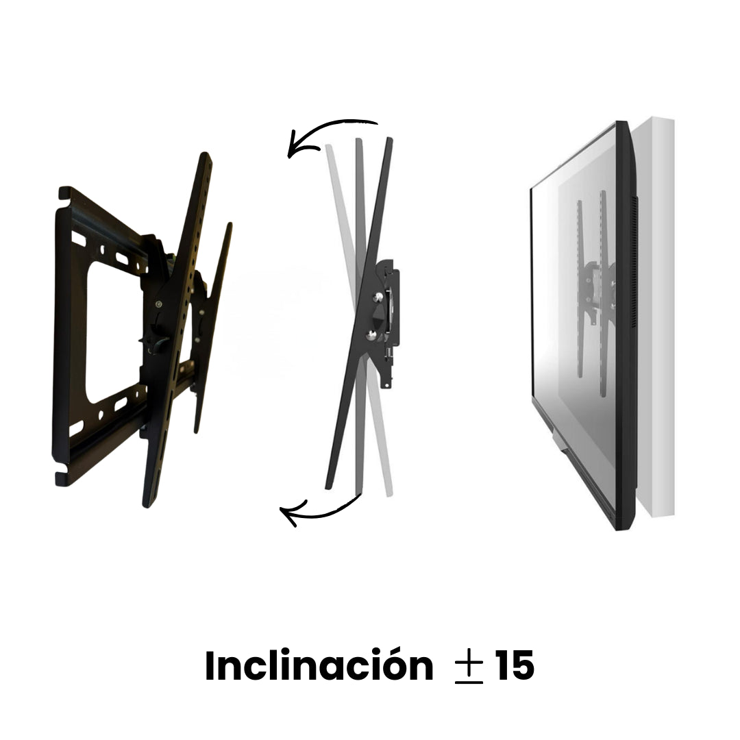 Soporte de TV Dinon, con una inclinación de +- 15. Ideal para living, dormitorio, etc