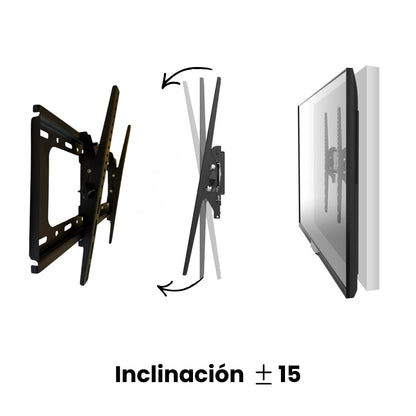 Soporte de TV Dinon, con una inclinación de +- 15. Ideal para living, dormitorio, etc
