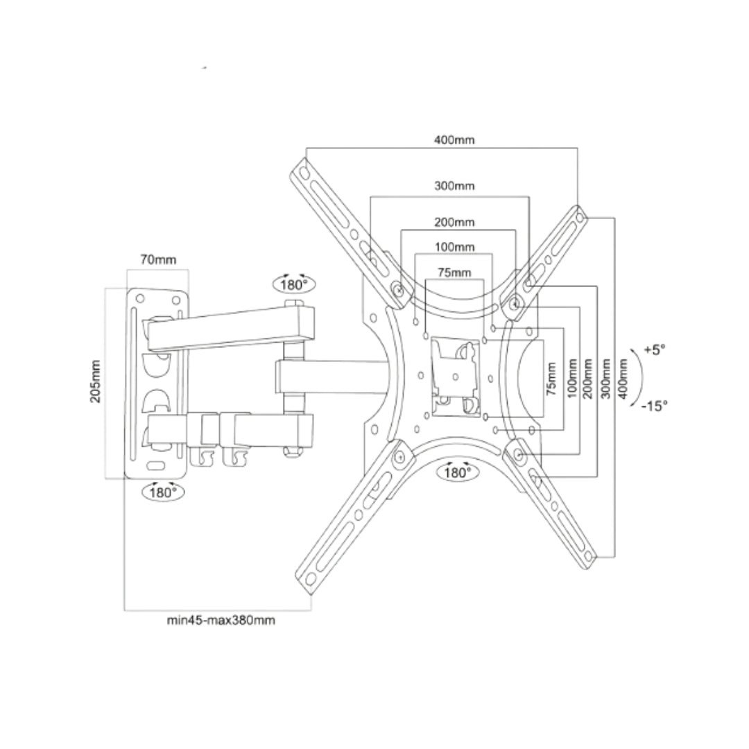 Medidas del soporte para tv brazo extensible Dinon