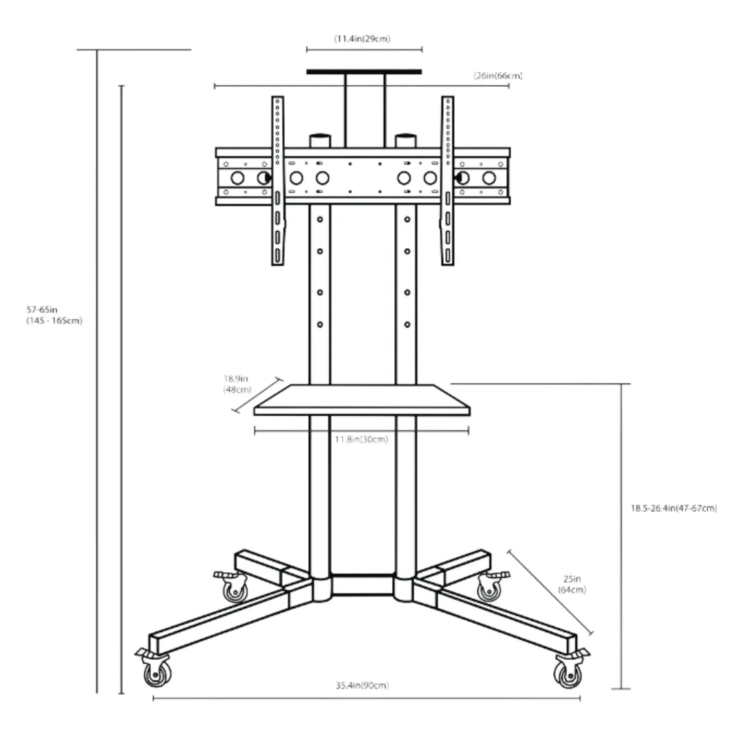 Medidas para soporte de TV tipo pedestal Dinon