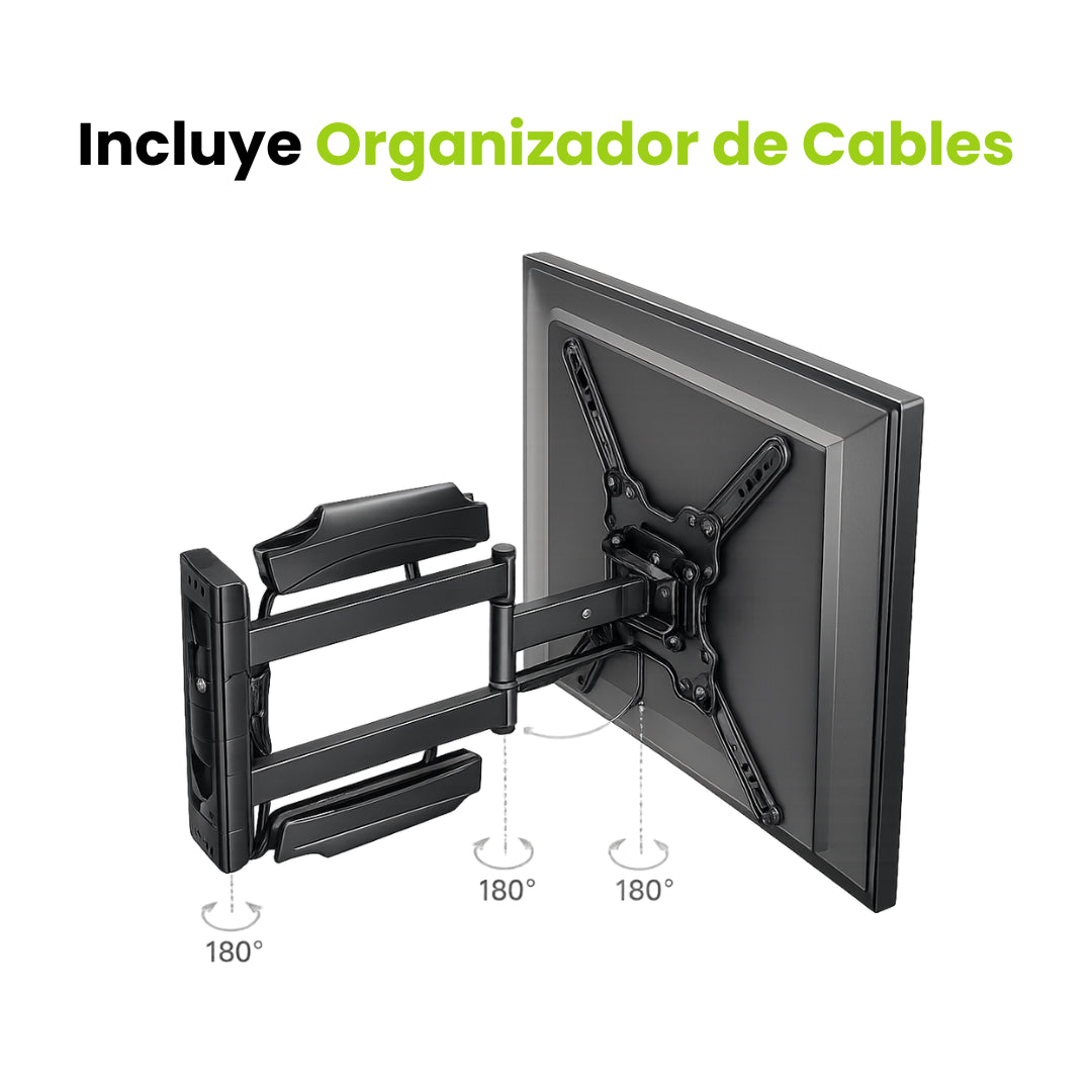 Soporte de tv tipo de brazo, incluye organizador de cables