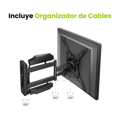 Soporte de tv tipo de brazo, incluye organizador de cables