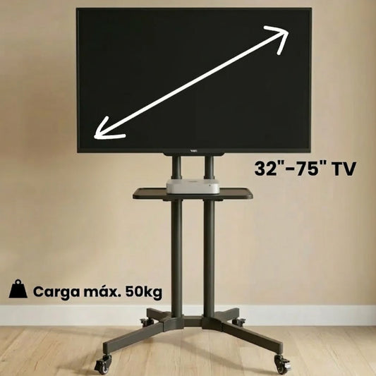 Soporte de TV tipo pedestal Dinon. Con una carga máxima de 50kg y compatible con TV de 32" hasta 75"