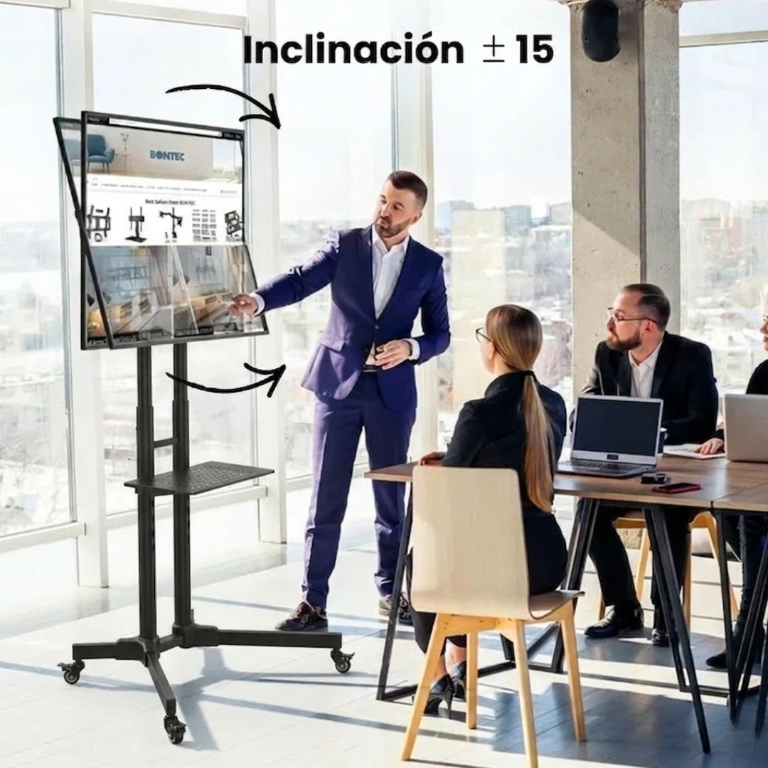 Soporte de TV tipo pedestal Dinon. Con una inclinación de +- 15